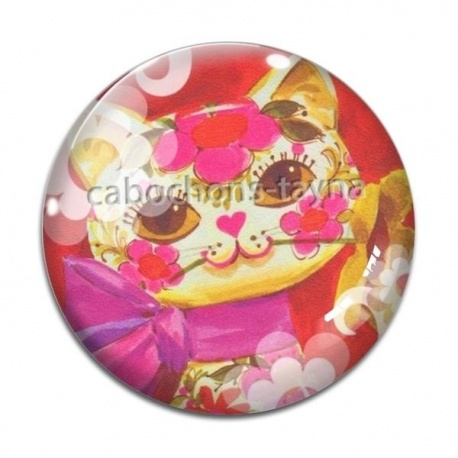 Cabochon Verre - chat