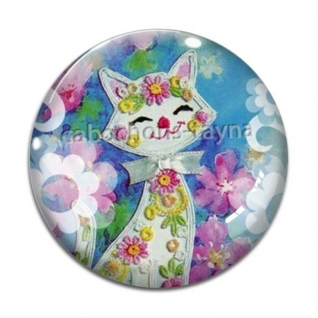 Cabochon Verre - chat