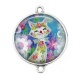 Connecteur Cabochon Argent - chat