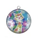 Pendentif Cabochon Argent - chat