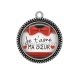 Pendentif Cabochon Argent - je t'aime ma soeur