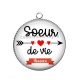 Pendentif Cabochon Argent - soeur de vie forever