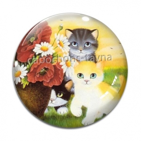 Cabochon Verre - chat