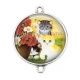 Connecteur Cabochon Argent - chat