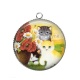 Pendentif Cabochon Argent - chat