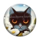 Cabochon Verre - chat noir