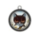 Pendentif Cabochon Argent - chat noir