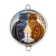 Connecteur Cabochon Argent - chat