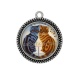 Pendentif Cabochon Argent - chat