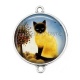 Connecteur Cabochon Argent - chat