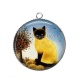 Pendentif Cabochon Argent - chat