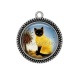 Pendentif Cabochon Argent - chat