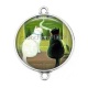 Connecteur Cabochon Argent - chat