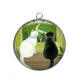 Pendentif Cabochon Argent - chat