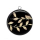 Pendentif Cabochon Argent - feuille