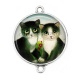Connecteur Cabochon Argent - chat