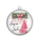 Pendentif Cabochon Argent - joyeux noël