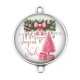 Connecteur Cabochon Argent - joyeux noël