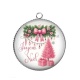 Pendentif Cabochon Argent - joyeux noël