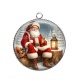 Pendentif Cabochon Argent - père noël