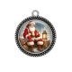 Pendentif Cabochon Argent - père noël