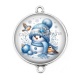 Connecteur Cabochon Argent - bonhomme de neige