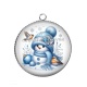 Pendentif Cabochon Argent - bonhomme de neige