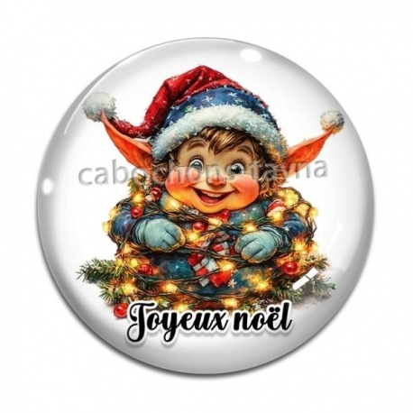 Cabochon Verre - lutin joyeux noël