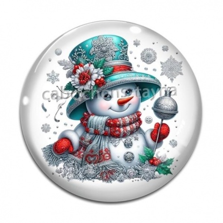 Cabochon Verre - bonhomme de neige