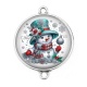 Connecteur Cabochon Argent - bonhomme de neige