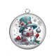 Pendentif Cabochon Argent - bonhomme de neige