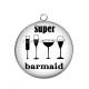 Pendentif Cabochon Argent - super barmaid 