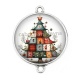 Connecteur Cabochon Argent - sapin de noël
