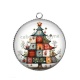 Pendentif Cabochon Argent - sapin de noël