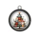 Pendentif Cabochon Argent - sapin de noël