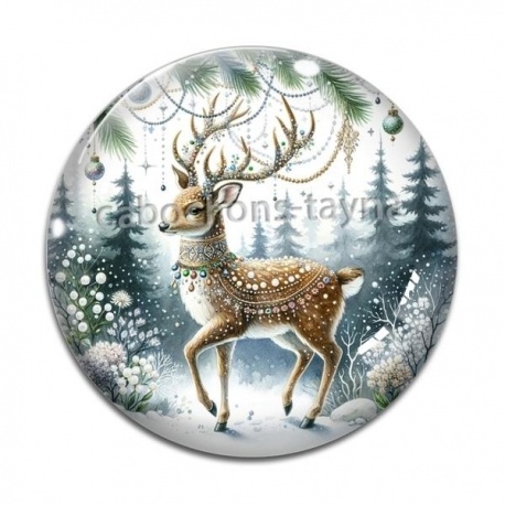 Cabochon Verre - cerf de noël