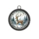 Pendentif Cabochon Argent - cerf de noël