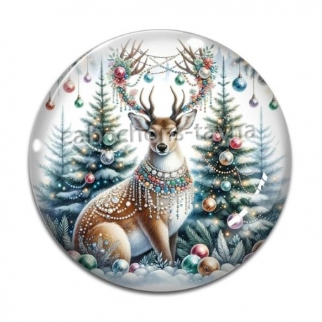 Cabochon Verre - cerf de noël