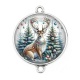 Connecteur Cabochon Argent - cerf de noël