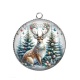 Pendentif Cabochon Argent - cerf de noël