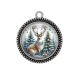 Pendentif Cabochon Argent - cerf de noël