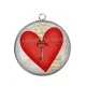 Pendentif Cabochon Argent - c?ur clés