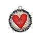 Pendentif Cabochon Argent - c?ur clés