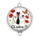 Connecteur Cabochon Argent - chat ch'adore