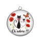 Pendentif Cabochon Argent - chat ch'adore