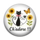 Cabochon Résine - chat ch'adore