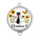 Connecteur Cabochon Argent - chat ch'adore