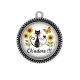 Pendentif Cabochon Argent - chat ch'adore