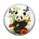 Cabochon Verre - panda coquelicot
