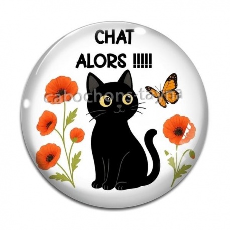 Cabochon Verre - chat alors